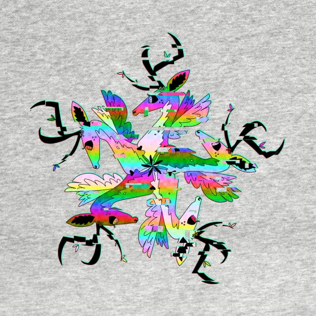 Rainbow Glitch Deer by Hillopurkki